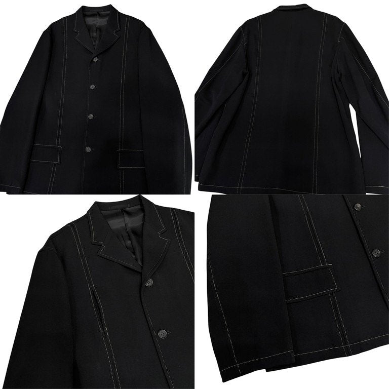 Y's for men ウールドスキングレーステッチセットアップスーツ 4Bテーラードジャケット コート パンツ スラックス トラウザーズ Archive 90s Yohji Yamamoto Pour Homme ヨウジヤマモトプールオム ワイズフォーメン メンズ
