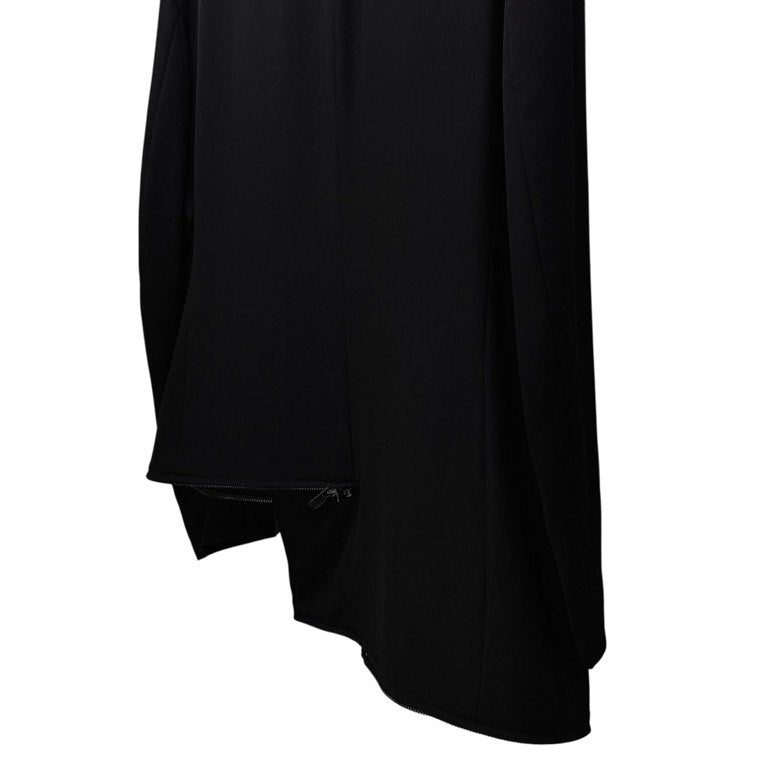 Yohji Yamamoto Pour Homme 19AW WRINKLED GABARDINE STAND FASTENER JACKET ウールギャバジンスタンドファスナーアシンメトリーロングジャケット コート ジップ ブルゾン アウター 定価151,800円 ヨウジヤマモトプールオム メンズ