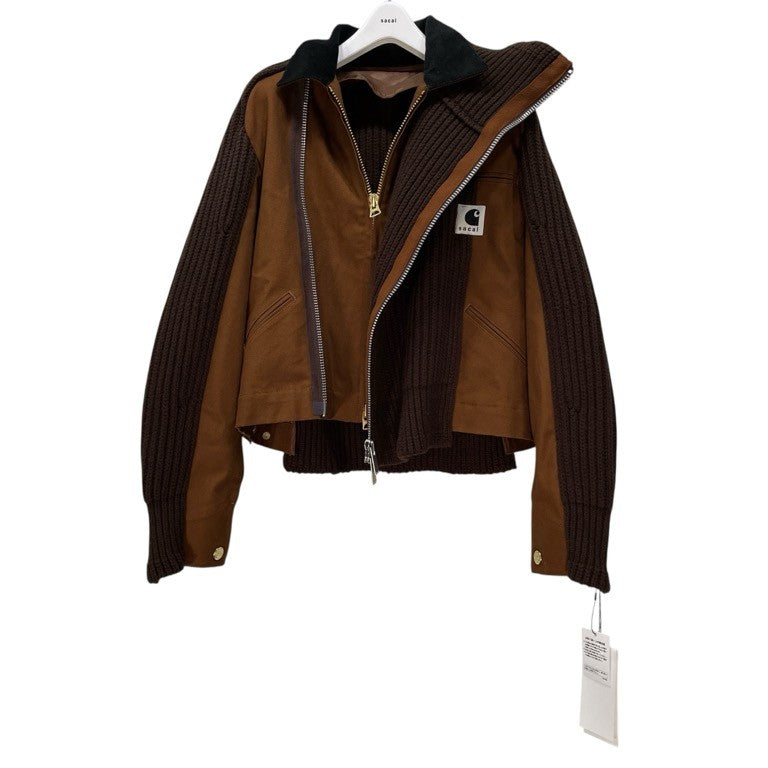 sacai × carhartt WIP 25AW Duck x Wool Knit Blouson ウールニットドッキングダックブルゾン 切替 ジャケット コート アウター キャンバス 25-08085 未使用タグ付き 定価176,000円 サカイ カーハート メンズ