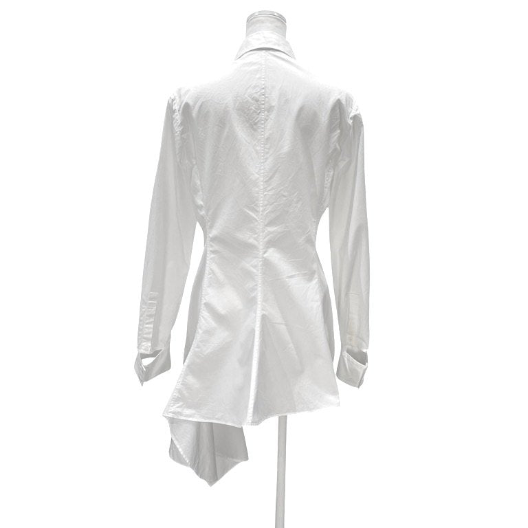 Yohji Yamamoto +NOIR 18SS コットンブロードフラシドレープロングシャツ ブラウス トップス Femme ヨウジヤマモト プリュスノアール ファム レディース