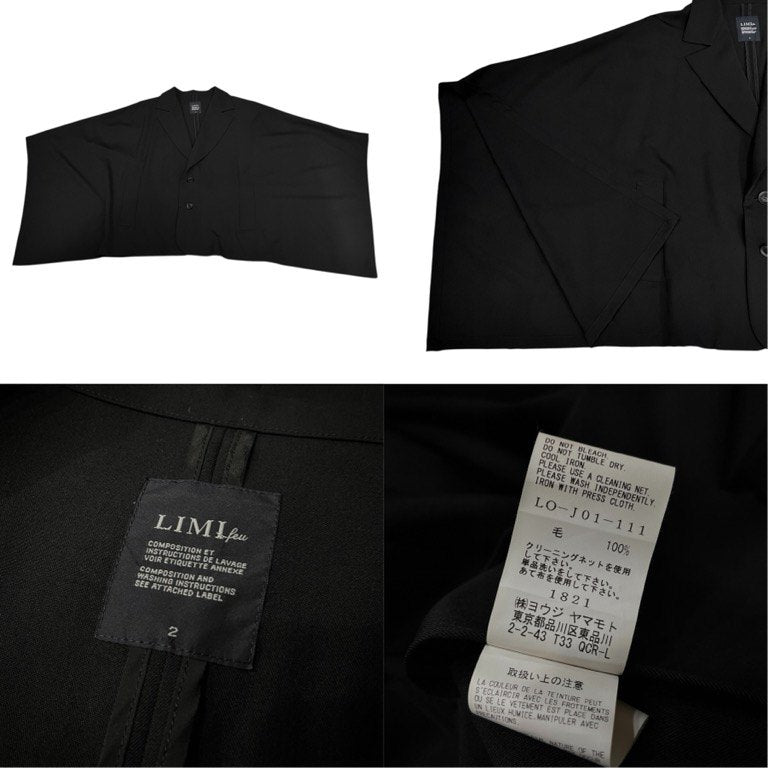 LIMI feu 24AW ウールギャバジン着物フレアスリーブジャケット テーラード ブルゾン コート アウター ポンチョ マント Yohji Yamamoto Femme リミフゥ ヨウジヤマモト レディース