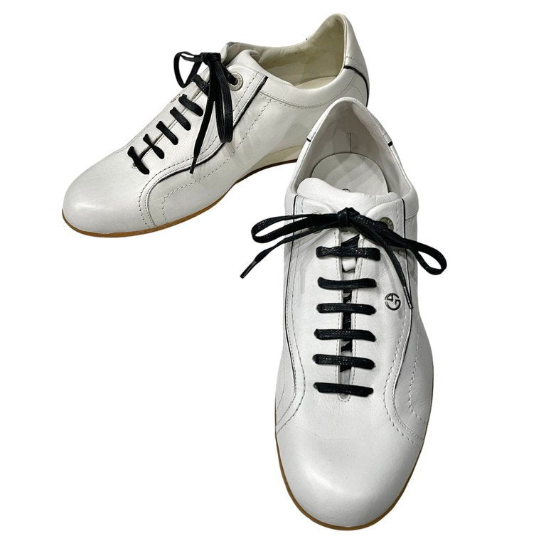 GIORGIO ARMANI カーフレザードライビングシューズ レースアップローカットスニーカー ロゴ 靴 クツ ジョルジオアルマーニ メンズ