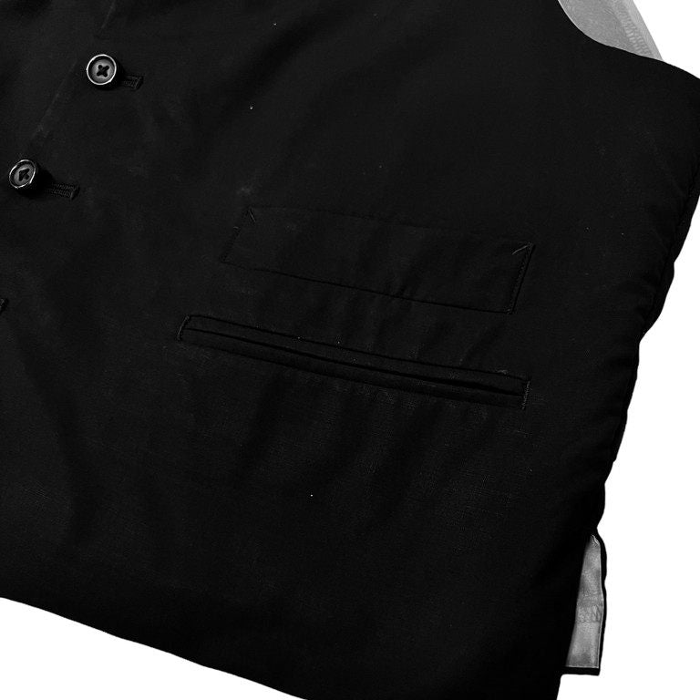 Yohji Yamamoto Pour Homme 94SS ウールトロピカルフェイクカラー4ポケット5Bベスト ジレ ノースリーブ ジャケット トップス 襟付き Archive 90s スケアクロウ期 Scarecrow