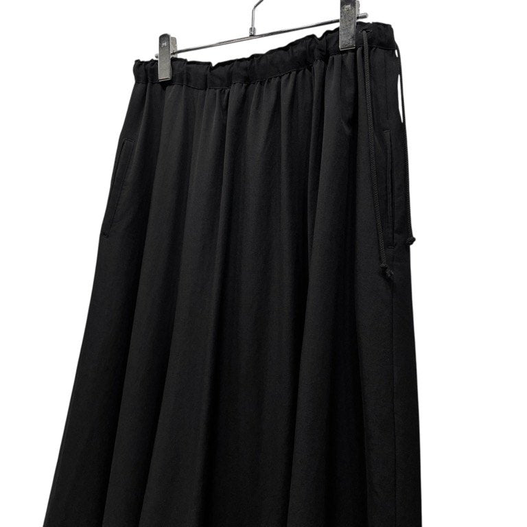 Yohji Yamamoto +NOIR 17SS ウールギャバジンアシンメトリーデザインスーパーワイドイージーパンツ ウエストゴム ドローストリング ボトムス Femme ヨウジヤマモト プリュスノアール レディース