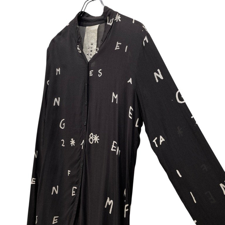 PAL OFFNER 18AW レーヨン抜染英字ナンバリングプリントカットオフロングシャツ ブラウス トップス アウター 総柄 パルオフナー メンズ レディース ユニセックス