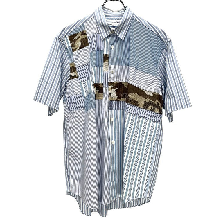 COMME des GARCONS SHIRT マルチストライプメッシュカモフラージュパッチワークシャツ ブラウス トップス 半袖 迷彩 Archive コムデギャルソンシャツ メンズ
