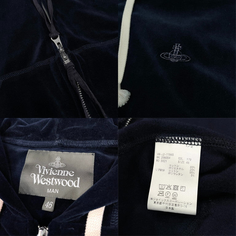 Vivienne Westwood MAN 20AW ベロアバイカラー魔女フードジップアップドルマンパーカー フーディ