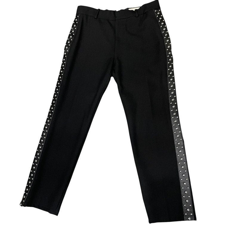 Alexander McQueen 19AW ラムレザーサイドテープスタッズウールスラックス トラウザーズ パンツ 側章 ライン ストライプ ボトムス アレキサンダーマックイーン メンズ