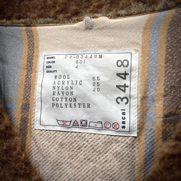 sacai 24AW サイドスナップボタンスリットチェック柄ニットカーディガン トップス サカイ メンズ