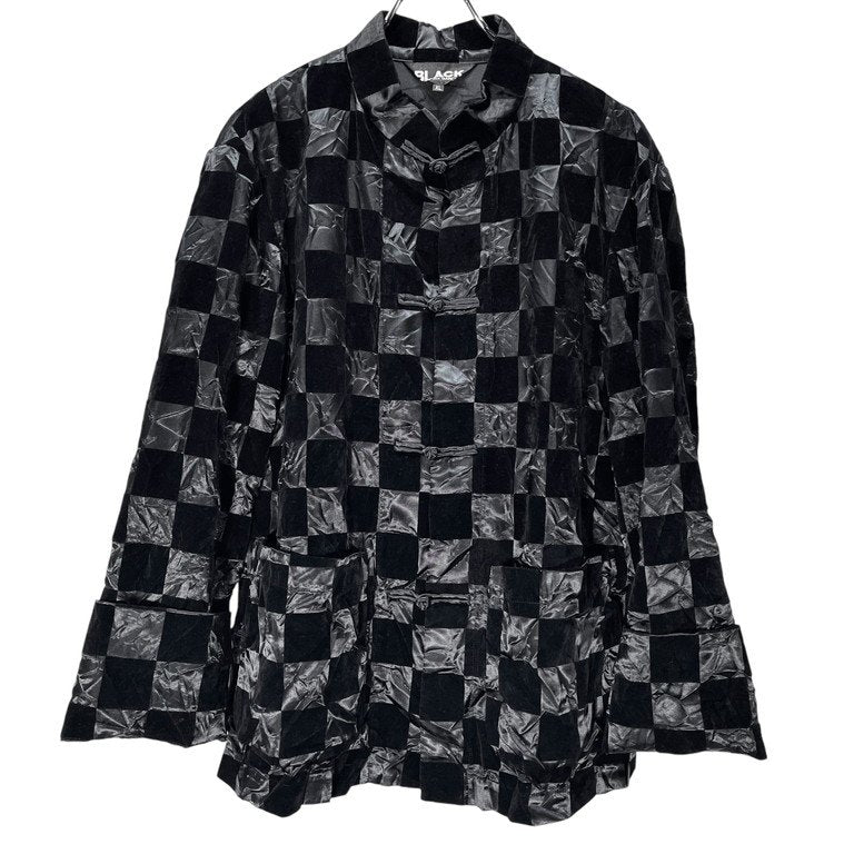 BLACK COMME des GARCONS 23AW フロッキーチェックプリントチャイナシャツ ブラウス トップス ジャケット ブラック コムデギャルソン メンズ レディース ユニセックス