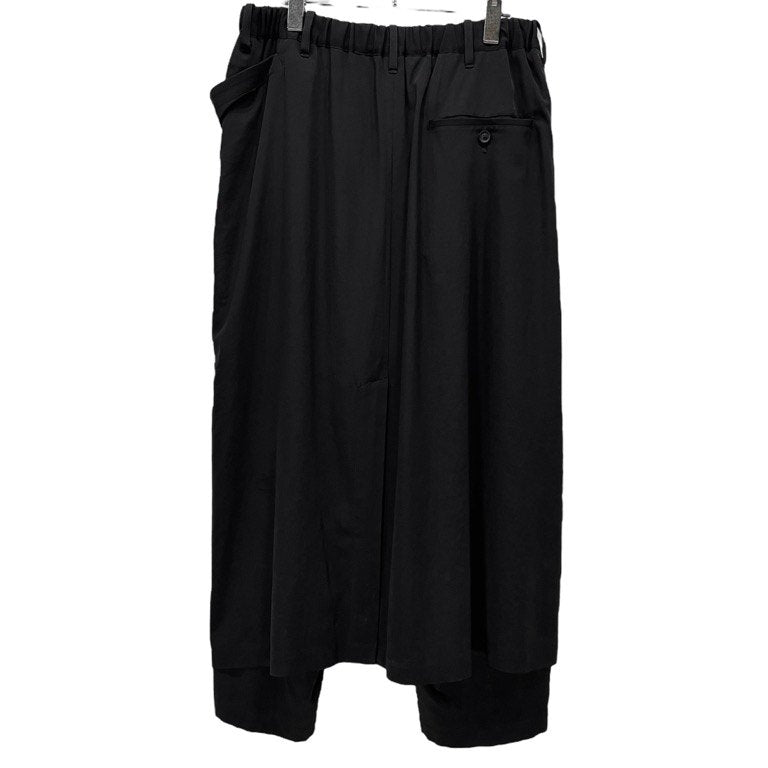 Yohji Yamamoto Pour Homme 21SS トリアセテートポリエステル左ラップクロップドイージーパンツ ボトムス ジップ ウエストゴムシャーリング ドローストリング ヨウジヤマモトプールオム メンズ
