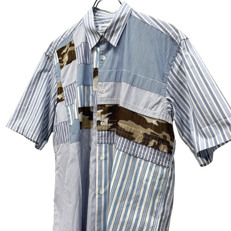 COMME des GARCONS SHIRT マルチストライプメッシュカモフラージュパッチワークシャツ ブラウス トップス 半袖 迷彩 Archive コムデギャルソンシャツ メンズ
