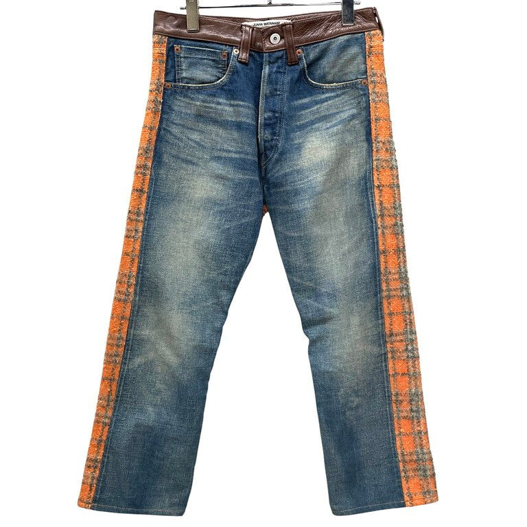 JUNYA WATANABE COMME des GARCONS 13AW バックツイードレザートリム5ポケットデニムパンツ Archive 切替 ボトムス ジュンヤワタナベ コムデギャルソン レディース