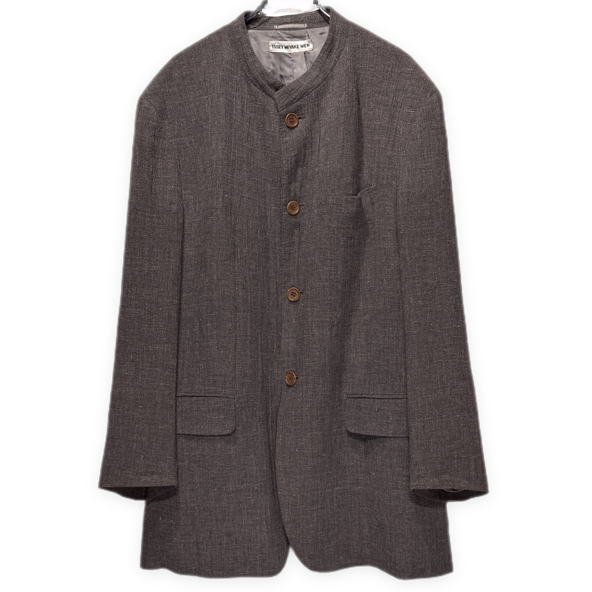 ISSEY MIYAKE MEN 02SS リネンウールマオカラー4Bテーラードジャケット ブルゾン コート アウター Archive イッセイミヤケ メンズ