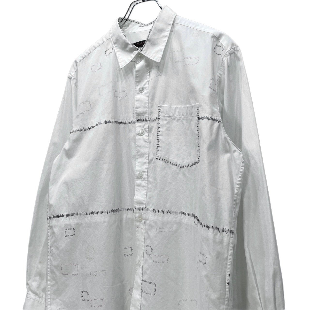 UNDERCOVERISM 03SS 瘡蓋デザイン手刺繍ステッチプリントシャツ クラスト Archive scab期 名作 ブラウス トップス U217 アンダーカバー メンズ