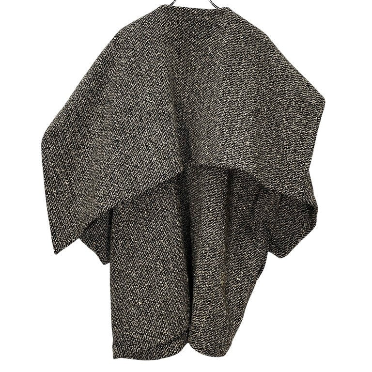 COMME des GARCONS ウールツイード変形襟アシンメトリーボタンレスコート Archive 80s 90s ジャケット ブルゾン アウター コムデギャルソン レディース