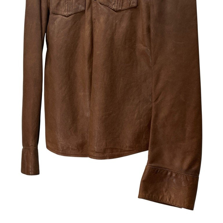 DOLCE&GABBANA ラムレザーウエスタンシャツ ブラウス トップス D&G Archive ラムスキン スナップボタン ドルチェアンドガッバーナ メンズ