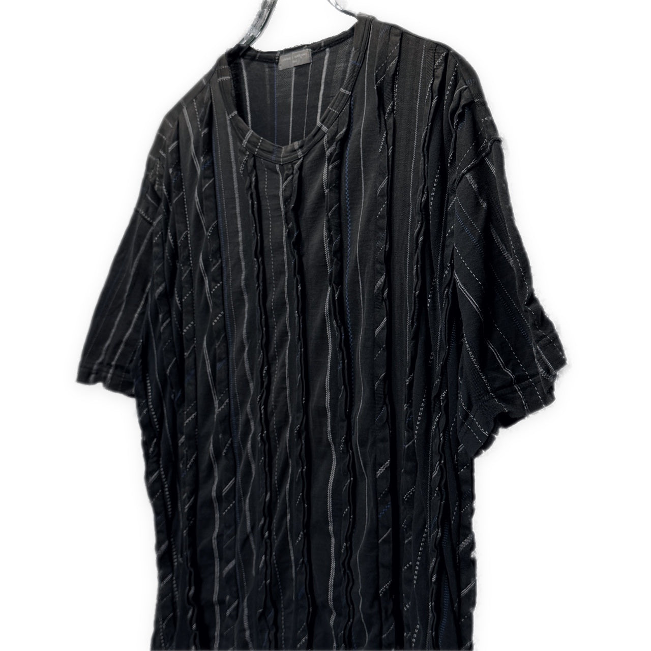 COMME des GARCONS HOMME 割り縫いフリルデザインストライプクルーネックTシャツ カットソー Archive 90s Tee T-shirt トップス 半袖 コムデギャルソンオム メンズ