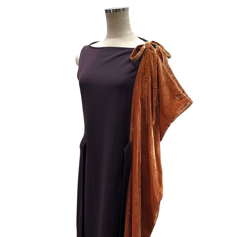 Jean Paul GAULTIER FEMME ベルベット切替バイカラーノースリーブストレッチロングワンピース Archive 90s JPG ドレス ベロア ジャンポールゴルチエ レディース