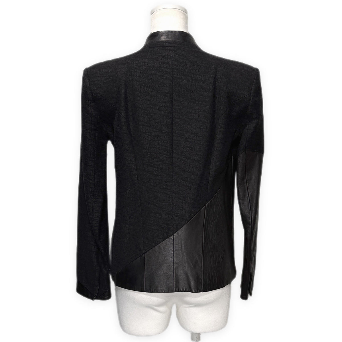 HELMUT LANG ジャガードレザー切り替えノーカラーショートジャケット アウター トップス Archive ヘルムートラング レディース