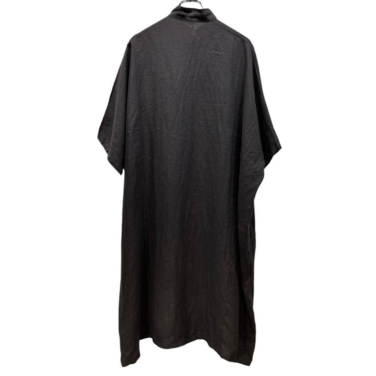 Y's ジュート平面パターンバンドカラーロングシャツワンピース Archive 70s 80s 初期 スタンドカラー チュニック Yohji Yamamoto Femme ヨウジヤマモトファム ワイズ レディース