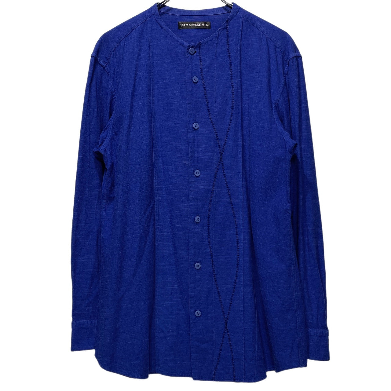 ISSEY MIYAKE MEN 17AW コットンモダールフロント刺繍ノーカラーシャツ ブラウス トップス イッセイミヤケメン メンズ