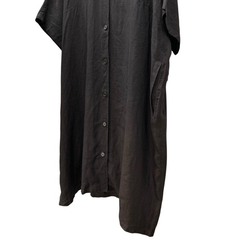 Y's ジュート平面パターンバンドカラーロングシャツワンピース Archive 70s 80s 初期 スタンドカラー チュニック Yohji Yamamoto Femme ヨウジヤマモトファム ワイズ レディース