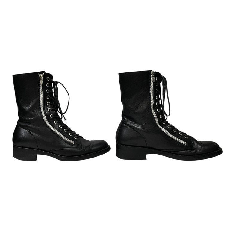 Yohji Yamamoto Femme 15AW フロントダブルジップレザーレースアップブーツ Archive LOOK36 ランウェイ着用モデル シューズ 靴 クツ ヨウジヤマモトファム レディース