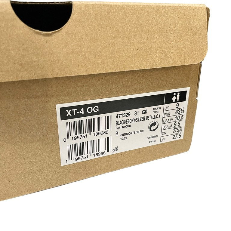 SALOMON XT-4 OG BLACK EBONY SILVER METALLIC X クイックレースローカットスニーカー シューズ 靴 クツ 471329 未使用タグ付き 27.5cm