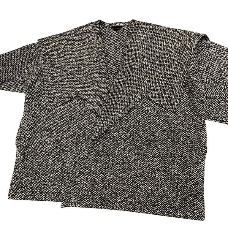 COMME des GARCONS ウールツイード変形襟アシンメトリーボタンレスコート Archive 80s 90s ジャケット ブルゾン アウター コムデギャルソン レディース