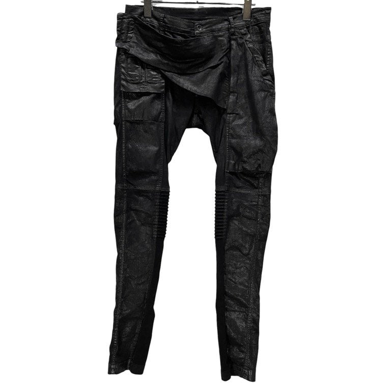 Rick Owens DRKSHDW 15SS コーティングストレッチコットンメンフィスカットバイカーパンツ BLACK SCRUB 蛇腹 ボトムス メンズ