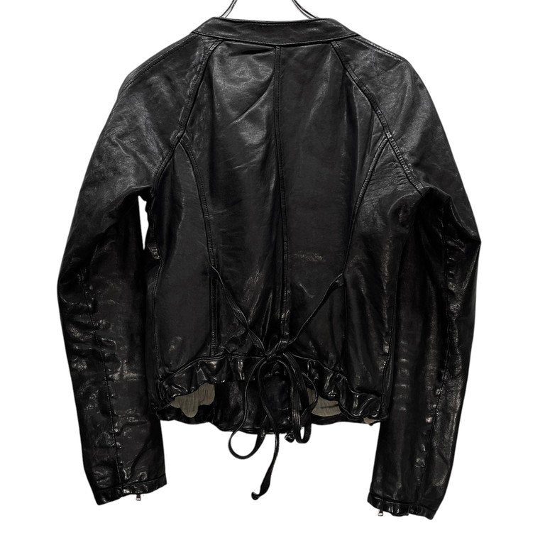 GIORGIO BRATO ラムレザーバックベルトノーカラーショートアビエータージャケット ブルゾン コート アウター ジョルジオブラット レディース