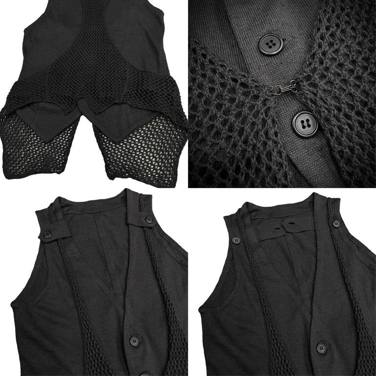 Y's RED LABEL メッシュニットレイヤードノースリーブリネンベスト Yohji Yamamoto