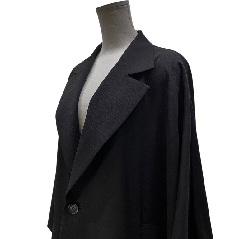 LIMI feu 24AW ウールギャバジン着物フレアスリーブジャケット テーラード ブルゾン コート アウター ポンチョ マント Yohji Yamamoto Femme リミフゥ ヨウジヤマモト レディース