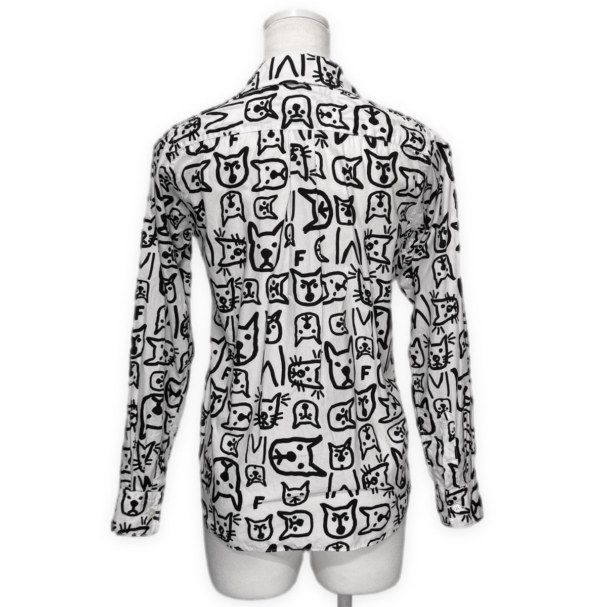 BLACK COMME des GARCONS 13AW アニマルプリント異素材切り替えシャツ 丸襟 ブラウス トップス Archive ギャルソン レディース