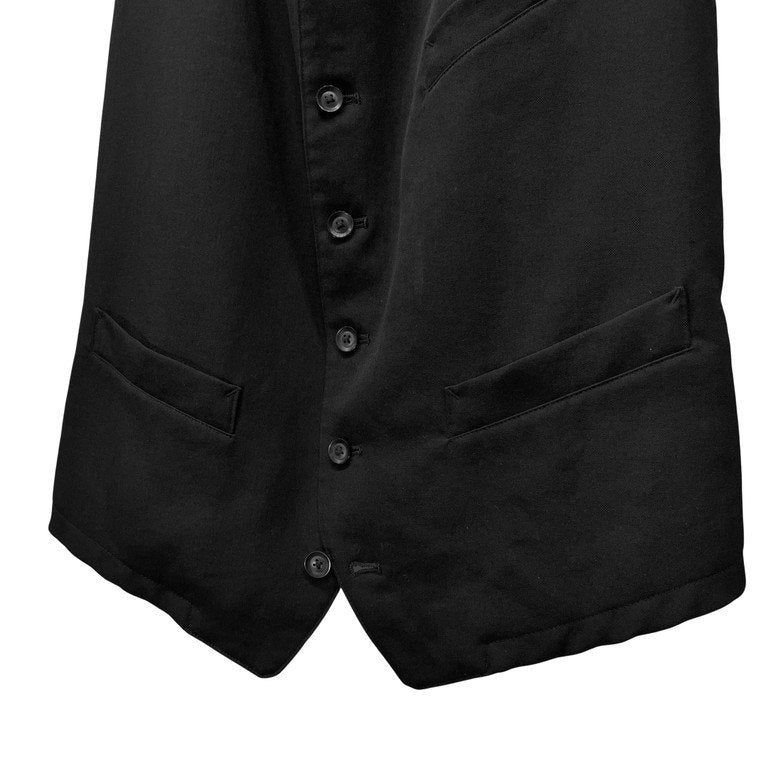 REGULATION Yohji Yamamoto MEN 19AW ウールギャバジンシンチバックフーデッドベスト ジレ フード バックベルト ノースリーブ ジャケット トップス アウター レギュレーション ヨウジヤマモト メン Pour Homme プールオム メンズ