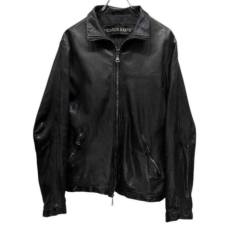 GIORGIO BRATO ラムレザースタンドカラージップアップレザージャケット シングル ライダース ブルゾン コート アウター ジョルジオブラット メンズ