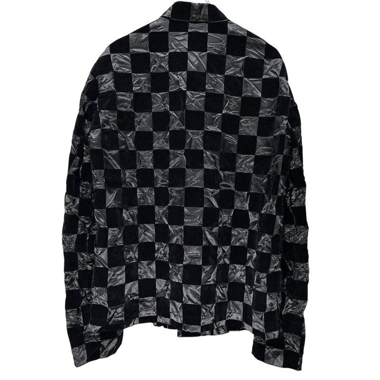 BLACK COMME des GARCONS 23AW フロッキーチェックプリントチャイナシャツ ブラウス トップス ジャケット ブラック コムデギャルソン メンズ レディース ユニセックス