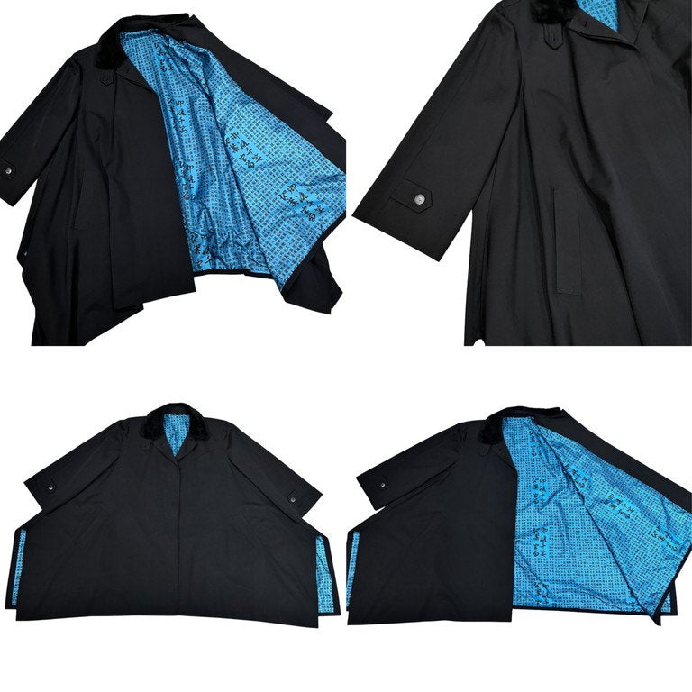 Jean Paul GAULTIER FEMME 91AW ウールギャバジン漢字ライニング襟ボアドレープコート マントジャケット ブルゾン アウター Archive 90s JPG ジャンポールゴルチエ レディース メンズ ユニセックス