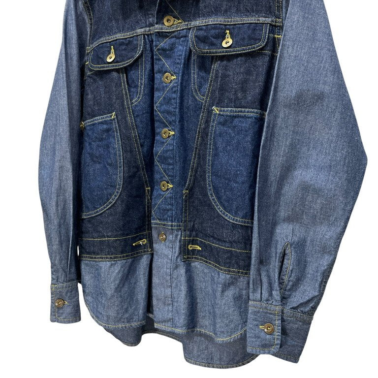 GANRYU 17SS デニムシャンブレードッキングシャツジャケット ラストコレクション 切替 ブルゾン ブラウス トップス アウター Archive ガンリュウ メンズ