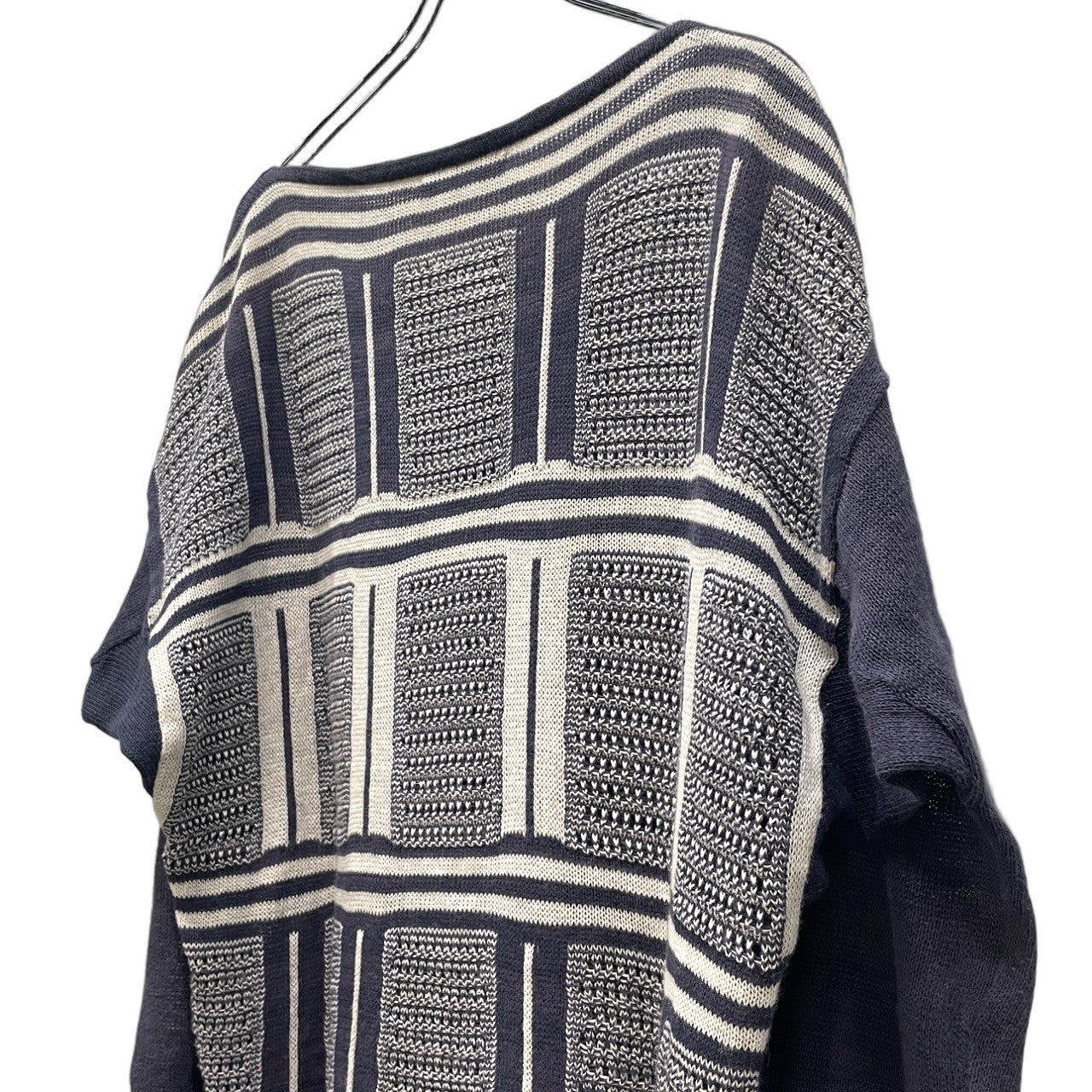 ISSEY MIYAKE MEN コットンリネン脇下マチ付スクエアシルエットニットセーター トップス Archive 80s 筆タグ 本人期 ドルマン イッセイミヤケメン メンズ