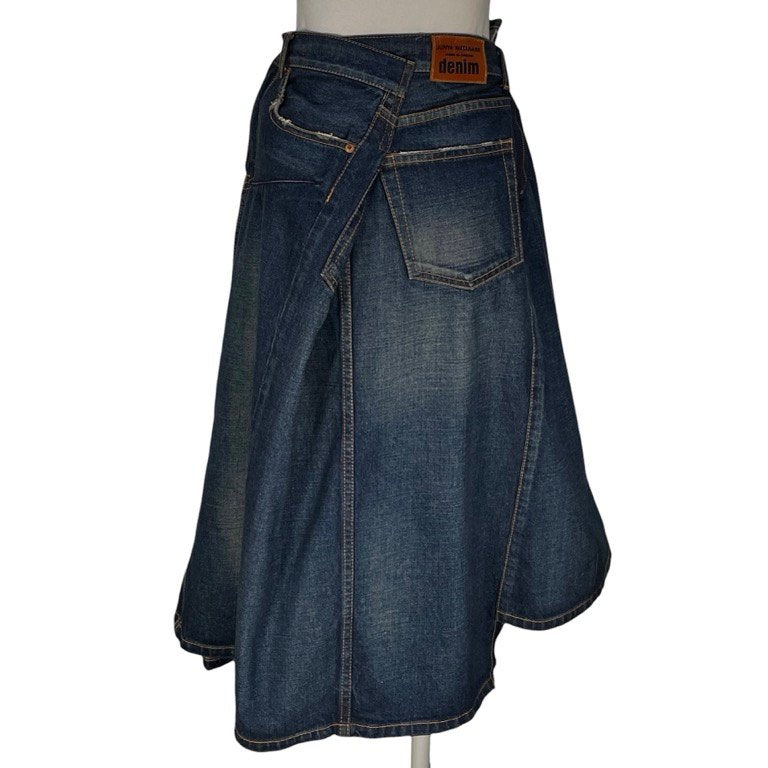 JUNYA WATANABE COMME des GARCONS denim インディゴデニム再構築アシンメトリープリーツスカート ボトムス パンツ AD2008 リメイク ジュンヤワタナベ コムデギャルソン レディース