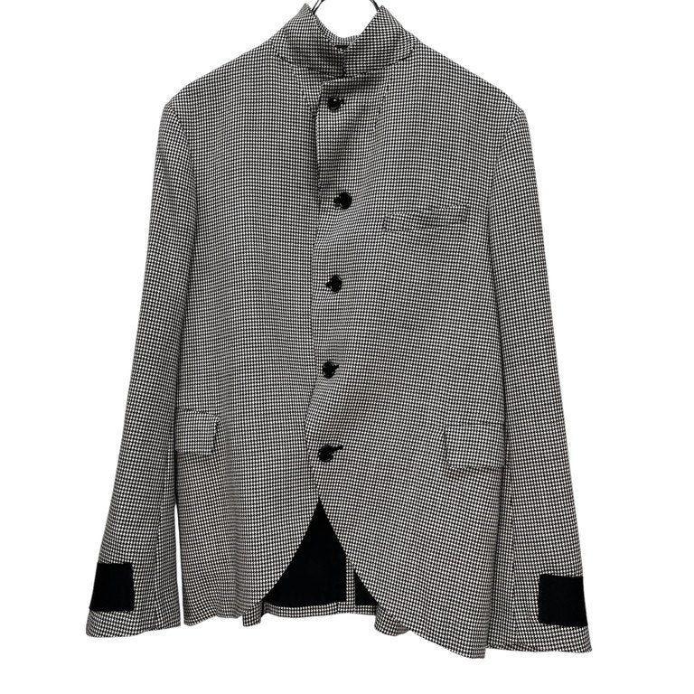 BLACK COMME des GARCONS 10AW 千鳥格子柄カフステーピング4Bテーラードジャケット ブレザー ブルゾン コート アウター 総柄 ブラック コムデギャルソン メンズ レディース ユニセックス
