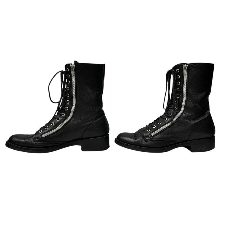 Yohji Yamamoto Femme 15AW フロントダブルジップレザーレースアップブーツ Archive LOOK36 ランウェイ着用モデル シューズ 靴 クツ ヨウジヤマモトファム レディース