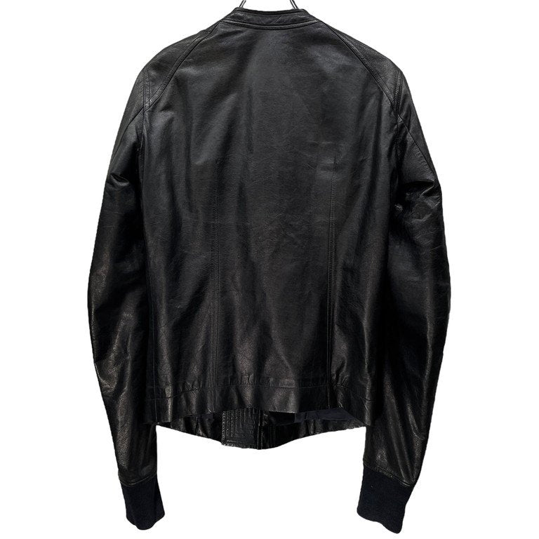 Rick Owens 14SS ラムレザーノーカラーシングルライダースジャケット Archive VICIOUS ブルゾン コート アウター 袖リブ RU14S1761-LGI リックオウエンス メンズ