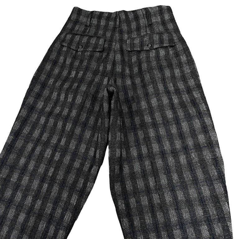 Y's for men ウールツイードブロックチェックワイドテーパードパンツ Archive 70s 80s 初期 Yohji Yamamoto Pour Homme