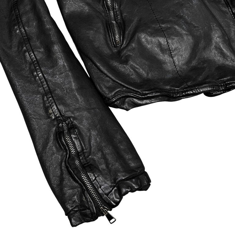 GIORGIO BRATO ラムレザーバックベルトノーカラーショートアビエータージャケット ブルゾン コート アウター ジョルジオブラット レディース