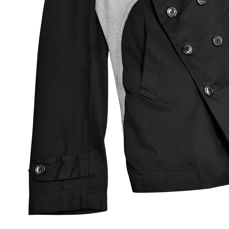 COMME des GARCONS HOMME PLUS EVER GREEN 03AW Curve 復刻 コットン切り替えダブルブレストジャケット コート ブルゾン アウター 09SS カーブ期 Archive コムデギャルソンオムプリュス メンズ