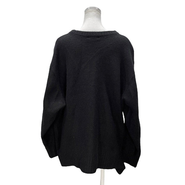 Y’s サイドステッチリペアデザイン圧縮ウールニットセーター 刺繍 アシンメトリー トップス Yohji Yamamoto Femme ワイズ ヨウジヤマモトファム レディース