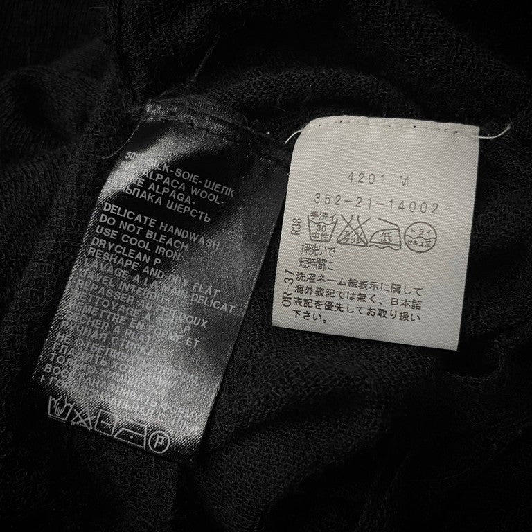 ANN DEMEULEMEESTER 00s ウールシルクシースルーノースリーブロングニット 本人期 Archive トップス カットソー ベスト 紐 ドローストリング アンドゥムルメステール